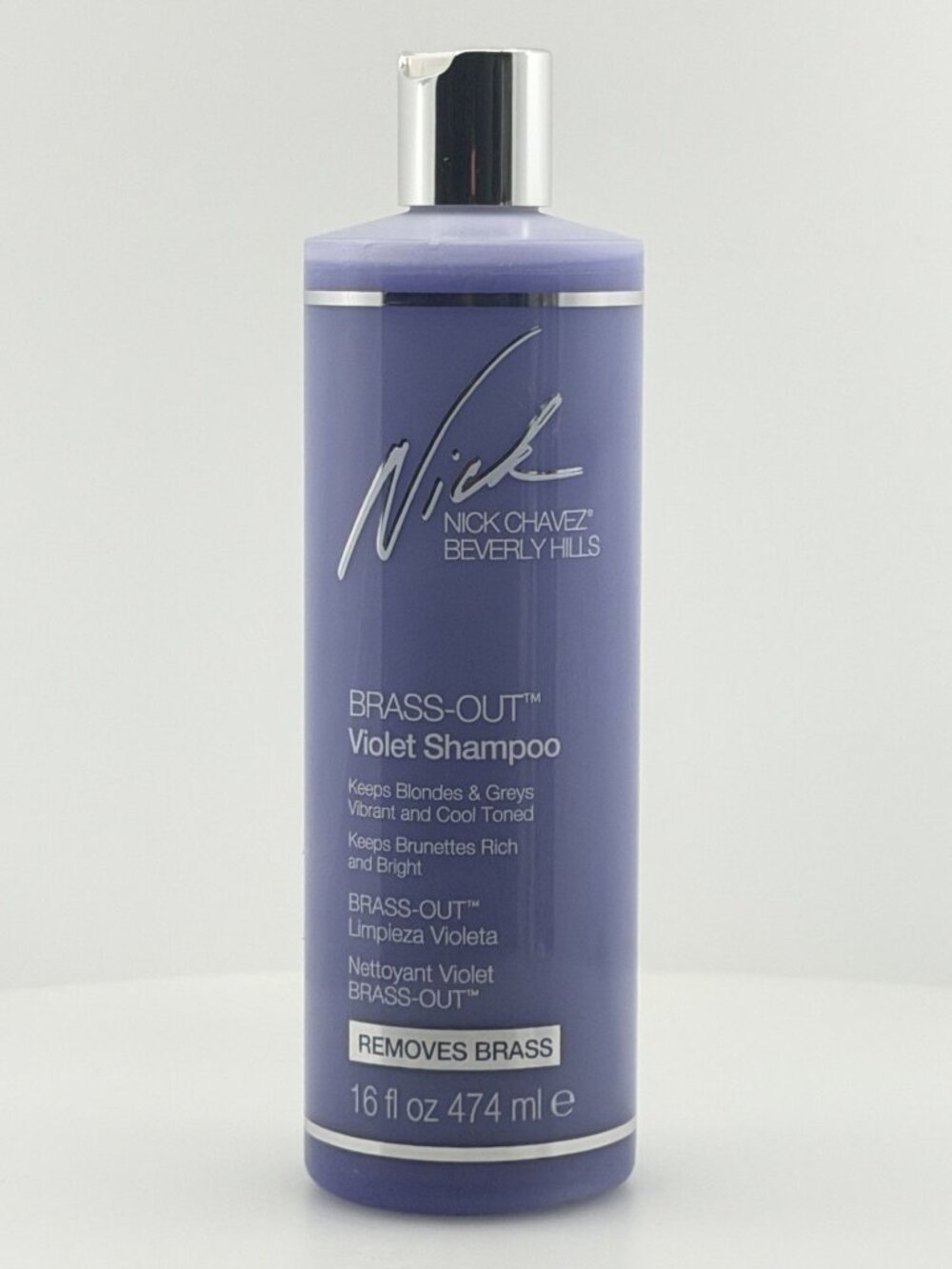 Nick Chavez Brass-Out Violet Purple Shampoo 16 fl oz Blonde Gray Hair - New
